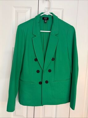 Jones New York Bright Green Double-Breasted Blazer